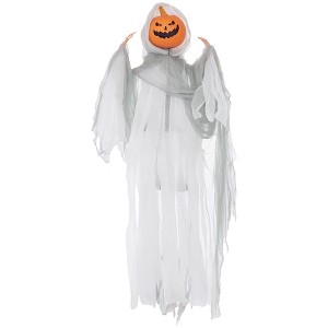 HOMCOM Pumpkin Ghost Outdoor Halloween Decoration with Sound Activated Light Up Eyes & Sound Effects, Prop for Party - 1 of 4