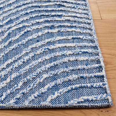 Handmade Blue Wool Tufted Square Area Rug 6'