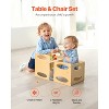 VEVOR Montessori Weaning Table and Chair Set, Wooden Toddler Table and Chair Set for Aged 1-5,Adjustable Height Kids Chair and Activity Table, Natural - 3 of 4