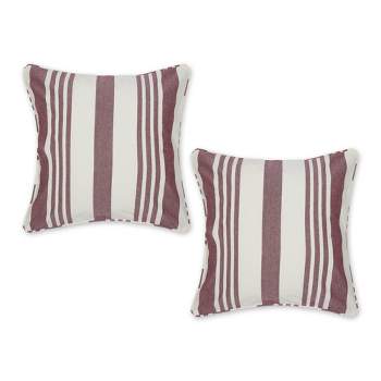 2pc 18"x18" Bold Chambray Striped Recycled Cotton Square Throw Pillow Cover - Design Imports