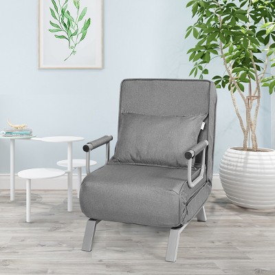 Costway Folding 5 Position Convertible Sleeper Bed Armchair Lounge Couch w/ Pillow Gray