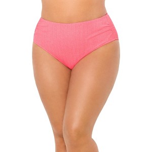 Swimsuits for All Women's Sparkle Ribbed Shirred High Waist Swim Brief (Plus Sizes Available) - 1 of 4