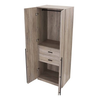 Rustic Grey 4-Door Modular Wardrobe Closet