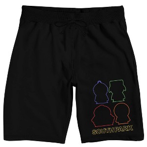 South Park Four Boys Character Outlines Men's Black Sleep Shorts - 1 of 4