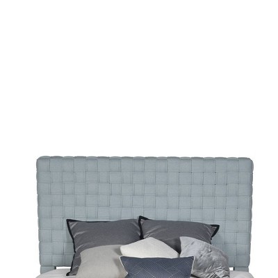 Light Teal Chenille Upholstered Queen Bed with Tufted Headboard and Drawers