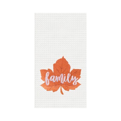 C&F Home Family Leaf Embroidered Thanksgiving Waffle Weave Kitchen Towel