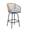 Outdoor Bar Set, 3 Pcs Patio Bar Chairs with Cushions, Bar Patio Set with 2 Height Bar Chairs and Round Bar Glass Tabletop-Coolbibila - 4 of 4