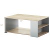 Costway 2-Tier Coffee Table Sofa Side Table w/ 2 Shelves for Living Room Walnut/Oak - 3 of 4