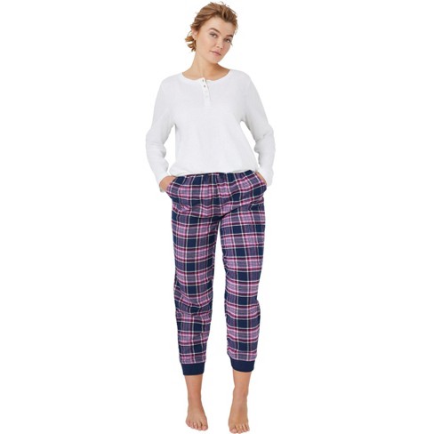 Ellos Women's Plus Size Plaid Flannel Sleep Pants, 4x - Navy Pink
