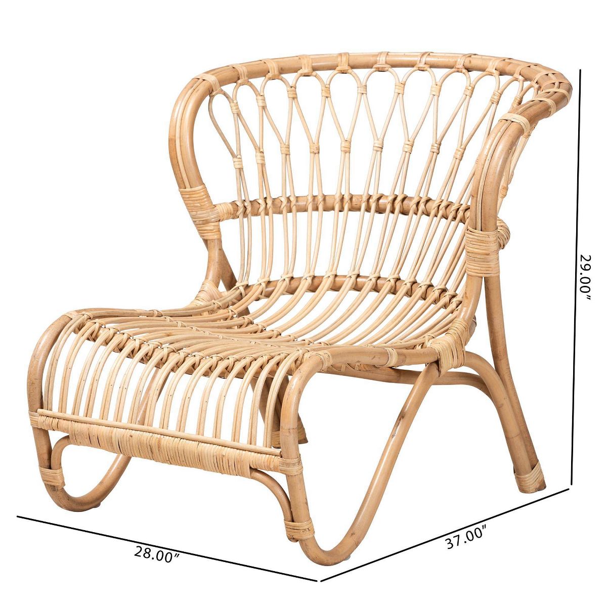 bali & pari Alaya Rattan Accent Chair: Handcrafted, Indoor Furniture, No Ottoman - thumbnail 10