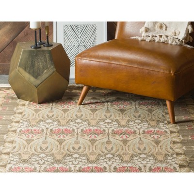 Edinburgh Brown and Red Floral Synthetic Rectangular Area Rug