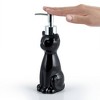 Allure Home Creations 3pc Cat Ceramic Toilet Brush Holder and Plastic Brush with Soap/Lotion Dispenser Cleaning Accessories Set Black - 3 of 4
