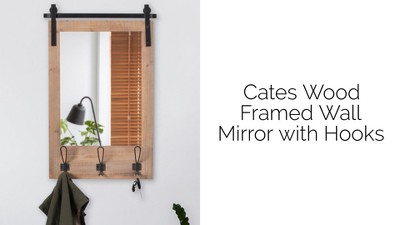 Black Wood Barn Door Wall Mirror with Hooks