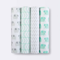 Flannel Baby Blankets Elephants - Cloud Island™ Gray 4pk : Target