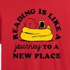 Women's - Peanuts - Reading Is Like A Journey To A New Place Cropped Graphic T-Shirt - 2 of 4