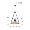 Franklin Iron Works Dana 19 1/2" Farmhouse Rustic Pendant Chandelier Ceiling Light Fixture Dining Room Over Table Hanging 4-Light Black Wood Finish - 4 of 4