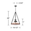 Franklin Iron Works Dana 19 1/2" Farmhouse Rustic Pendant Chandelier Ceiling Light Fixture Dining Room Over Table Hanging 4-Light Black Wood Finish - image 4 of 4