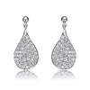 Elegant White Gold Plated Raindrop Pear Dangle Earrings with French Pave Cubic Zirconia for a Dazzling and Refined Look - 3 of 3