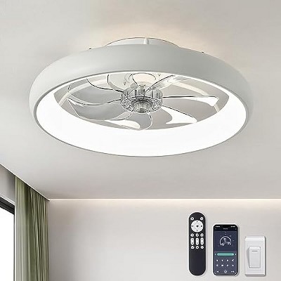 Siljoy Ceiling Fans with Lights and Remote, Low Profile Ceiling Fan with Stepless Dimming LightinSiljoy Ceiling Fan with Lights & Remote