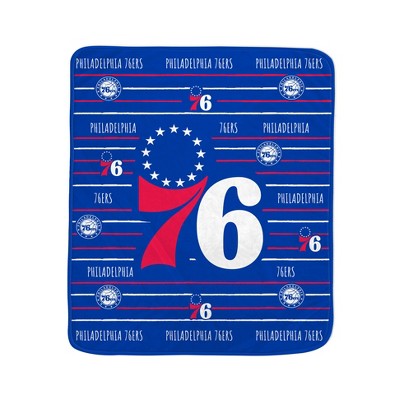 NBA Philadelphia 76ers Logo Stripe Binding Edge Flannel Fleece Blanket