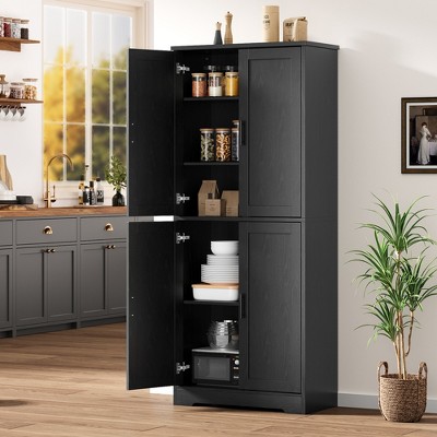 70"  Tall Kitchen Pantry Cabinet with 4 Doors and Adjustable Shelves, Freestanding Storage Cabinet for Bathroom, Dining Room, Living Room