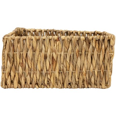 Set of 3 Brown Water Hyacinth Woven Storage Baskets with Built-in Handles