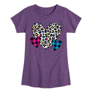Girls' - Instant Message - Patterned Hearts Fitted Short Sleeve Graphic T-Shirt - 1 of 4