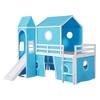 Twin Size Loft Bed with Slide Blue Tent and Tower - Blue - 4 of 4