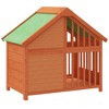 vidaXL Dog Kennel Brown and Green Solid Pine Wood, Engineered Wood - Brown - 4 of 4