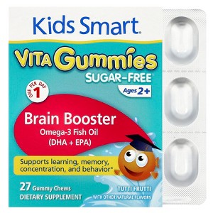 Kids Smart Vita Gummies, Brain Booster, Sugar-Free, Ages 2+, Tutti Frutti, 27 Gummy Chews - 1 of 4