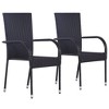 vidaXL Dining Set Black Polyethylene Rattan, Powder-Coated Steel, Glass - Black - 3 of 4