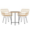 vidaXL Bistro Set Outdoor Patio Balcony Table and Chairs Rattan Look 3 Piece - Brown - 3 of 4