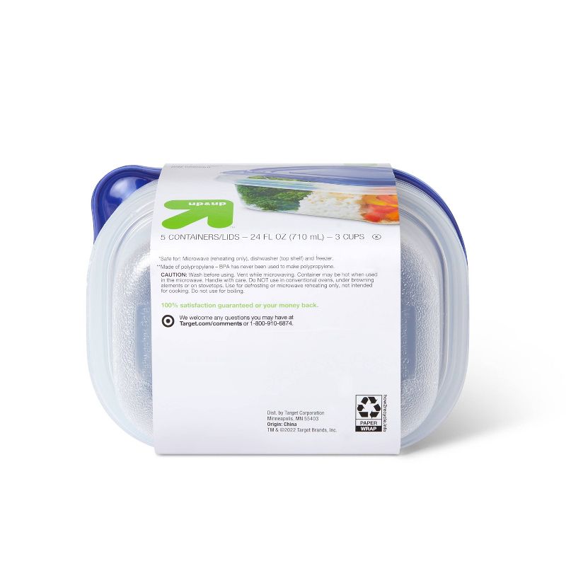 Snap and Store Small Rectangle Food Storage Container - 5ct/24 fl oz - up &#38; up&#8482;, 3 of 6