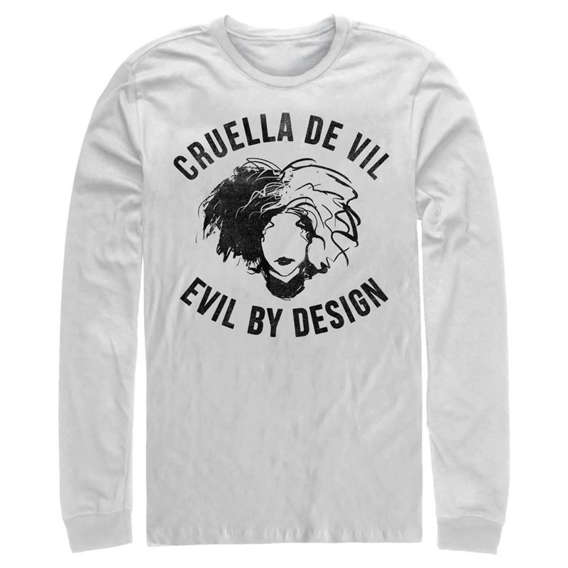 Men's Cruella Evil By Design Sketch Long Sleeve Shirt, 1 of 5