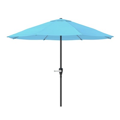 9' x 9' Aluminum Patio Umbrella with Auto Crank Blue - Pure Garden