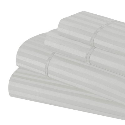 Premium 600-Thread Count Cotton Stripe Deep Pocket Sheet Set by Blue Nile Mills