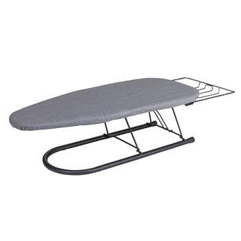 Household Essentials Tabletop High-Quality Compact Ironing Board with Iron Rest Black with Gray Cover