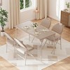 Rectangle Folding Table, Card Table with Anti-Slip Feet Caps, Metal Legs Support, Upholstered PU Leather Tabletop, Protable Foldable Table - 4 of 4