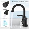 Munora 2-Handle 8-Inch Widespread Bathroom Sink Faucet, Matte Black with 360° Swivel Spout and Pop-Up Drain - 3 of 4