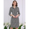 Hobemty Women's Tweed 3/4 Sleeve Lapel Collar Button Down Sheath Dress - 4 of 4