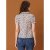 INSPIRE CHIC Women's Puff Short Sleeves Point Collar Button Down Floral Shirts - 4 of 4
