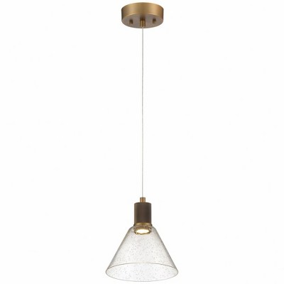 Mini Brass LED Pendant with Glass Shade