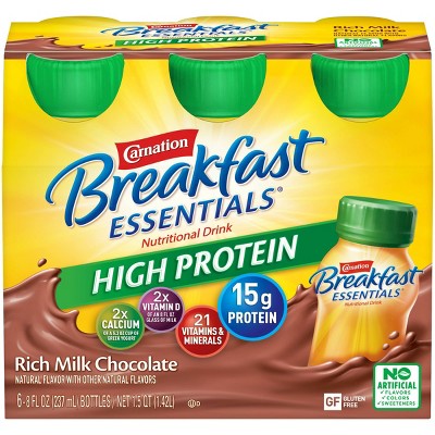 Carnation Breakfast Essentials High Protein Ready to Drink Rich Milk Chocolate - 6ct/48oz