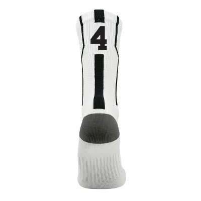 Mk Socks Player ID Jersey Number SINGLE Crew Sock - White, Black