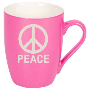 100 North Pink Metallic Finish, 10 Ounce, Comfortably Fits Your Hands, New Bone China Coffee Tea Cup Mug, Peace Sign - 1 of 1