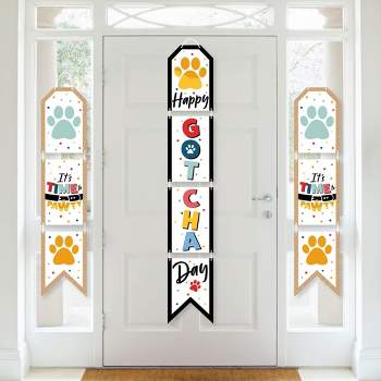 Big Dot of Happiness Happy Gotcha Day - Hanging Vertical Paper Door Banners - Dog and Cat Pet Adoption Party Wall Decoration Kit - Indoor Door Decor