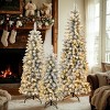 3 Pack Flocked Artificial Christmas Tree Set,Pre-Lit LED 4ft 5ft 6ft Snowy Pine Trees for Indoor Holiday Christmas Decor-Baofuwish - 3 of 4