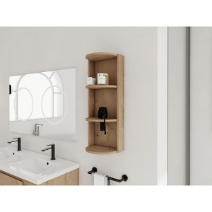 3-Tier Bathroom Corner Shelves, 12" Wall-Mounted Storage Rack with Hair Dryer Shelves,Side Cabinet Organizer,Wood Corner Shelf for Small Spaces Decor - 1 of 4