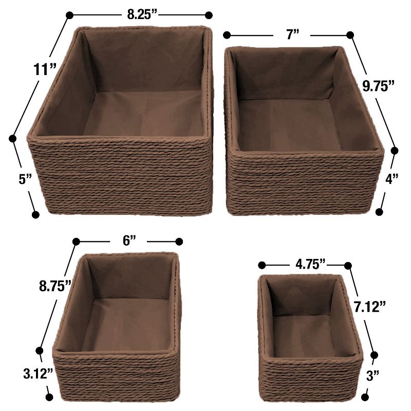 Sorbus Woven  Storage Basket - 4-Piece Set, 3 of 6