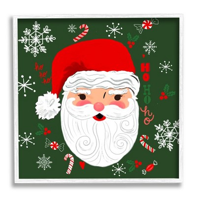 Stupell Festive Jolly Santa Claus Playful Christmas Tree Framed Wall Art - Green - 16 X 20 - White